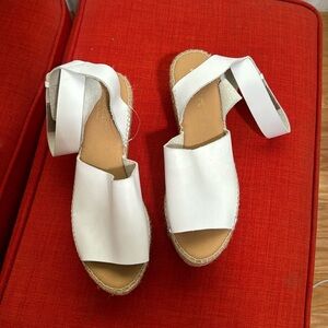 White leather platform espadrilles